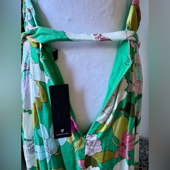 LULUS-Groovy Girl Green Floral Print Wrap Maxi Dress-size medium-NWT - Picture 8 of 14